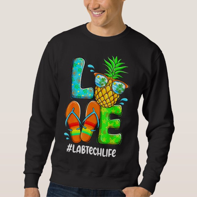 Moletom Lab Tech Love Summer Pineapple Tropical Flower Fli (Frente)