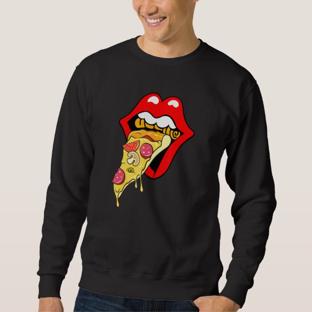 Moletom Lábios Vermelhos de pizza Comida rápido (Frente)
