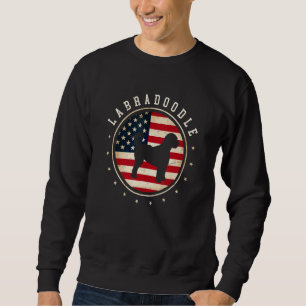 Moletom Labradoodle Bandeira EUA 4 de Julho Mãe e Pai do C
