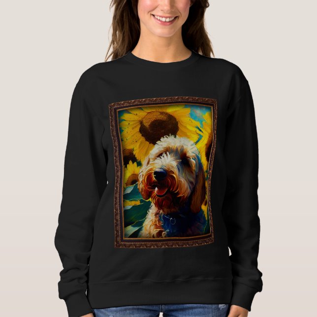 Moletom Labradoodle Painting Sunflower Flower Mom Women Fl (Frente)