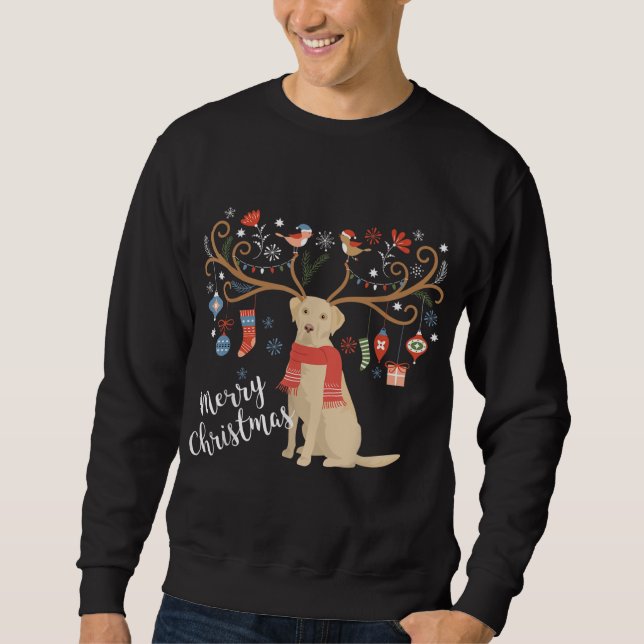 Moletom Labrador Amarelo Retriever Christmas Dog Lab Xmas  (Frente)