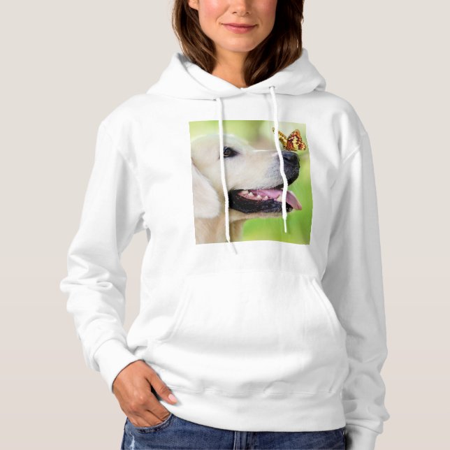 Moletom Labrador E Travesseiro decorativo De Borboleta (Frente)