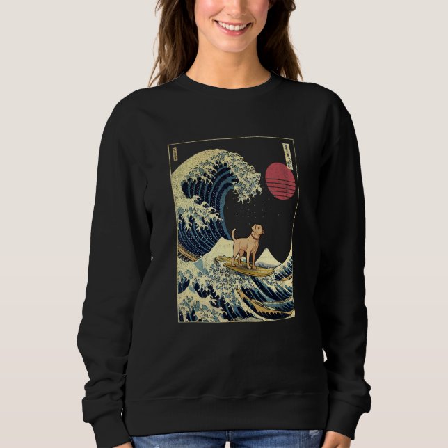 Moletom Labrador Japanese Kanagawa Wave  Surf Dog (Frente)