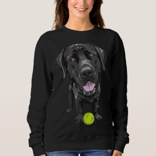 Moletom Labrador Preto Com Escopa De Bola De Tênis