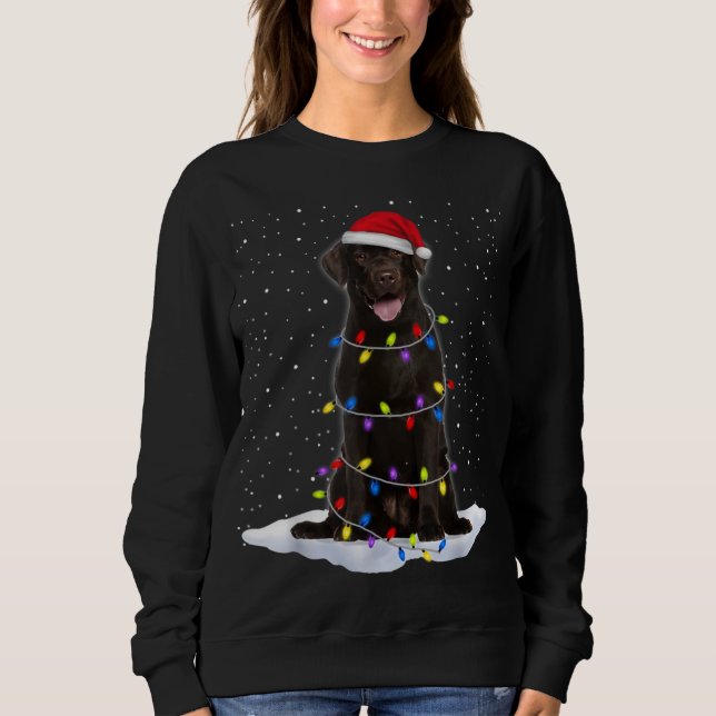 Moletom Labrador recupera Papais noeis da árvore de Natal  (Frente)