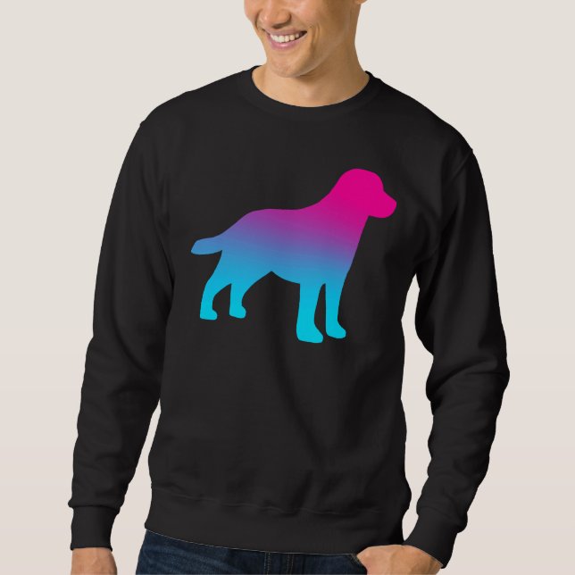Moletom Labrador Retriever, Cor-De-Rosa E Azul (Frente)
