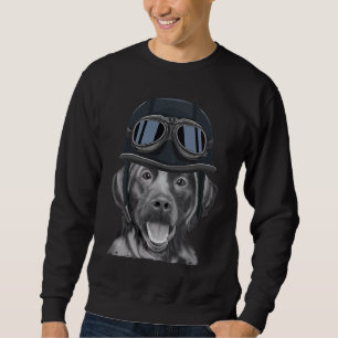 Moletom Labrador Retriever Preto Vestindo Capacete de Moto