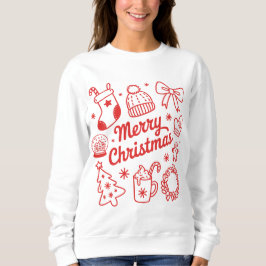 Moletom Laço de árvore de doodles de Natal alegre Coquette