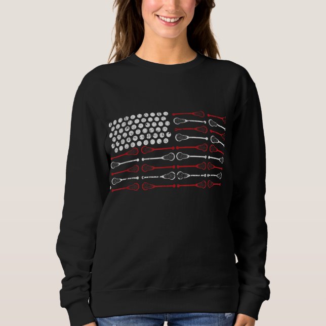Moletom Lacrosse American Flag Lax Mãe design (Frente)