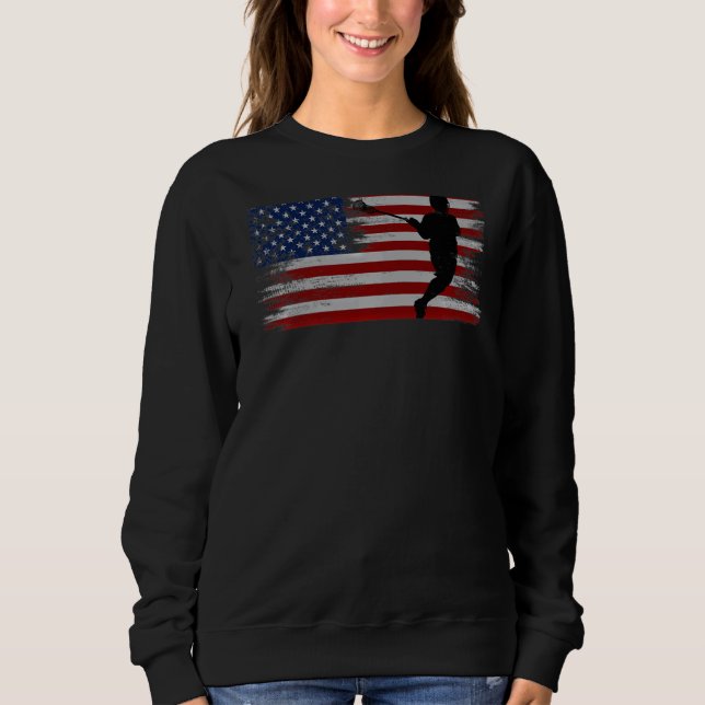 Moletom Lacrosse Lax American Flag (Frente)
