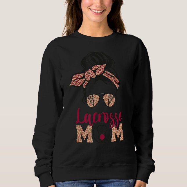 Moletom Lacrosse Mãe Mensagem Bun Leopard Imprime Lax Spor (Frente)
