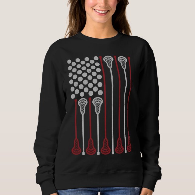 Moletom Lacrosse Stick American Flag Lax Player (Frente)