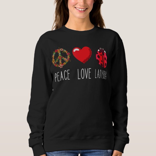 Moletom Ladybug Flower Heart Love Peace Ladybug Ladybug (Frente)