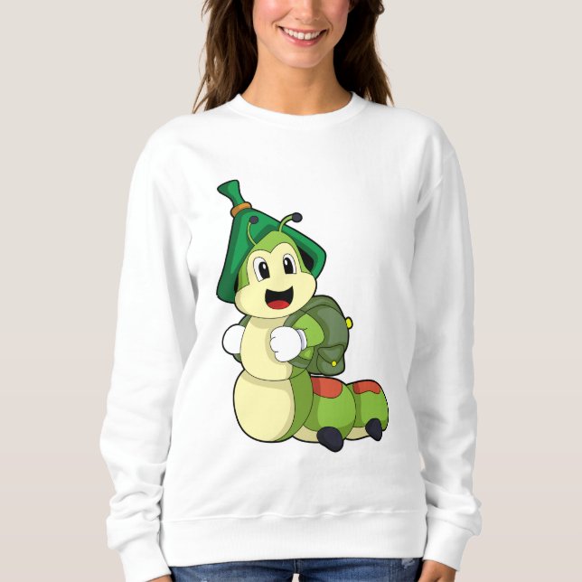 Moletom Lagarta como Estudante com Mochila (Frente)