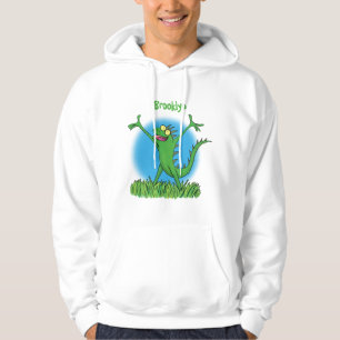 Moletom Lagarto animado animado com iguana verde engraçado