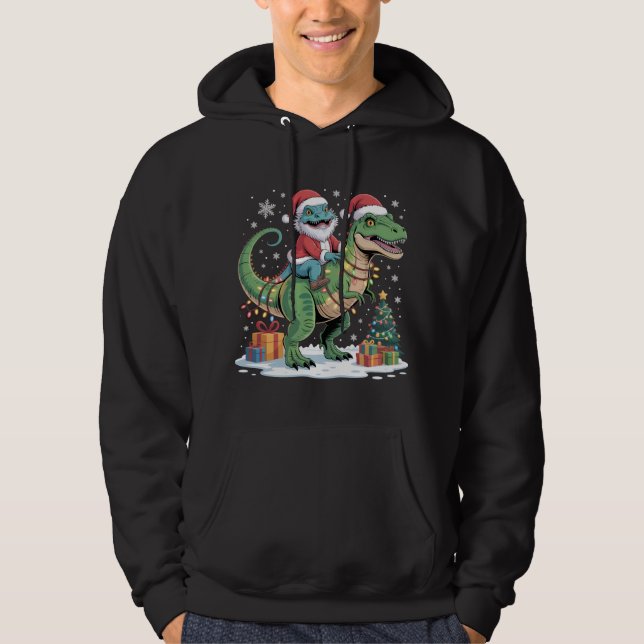 Moletom Lagarto Santa no T-Rex com Presentes (Frente)