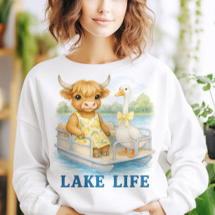 Moletom Lago Life Watercolor Highland Cow & Goose