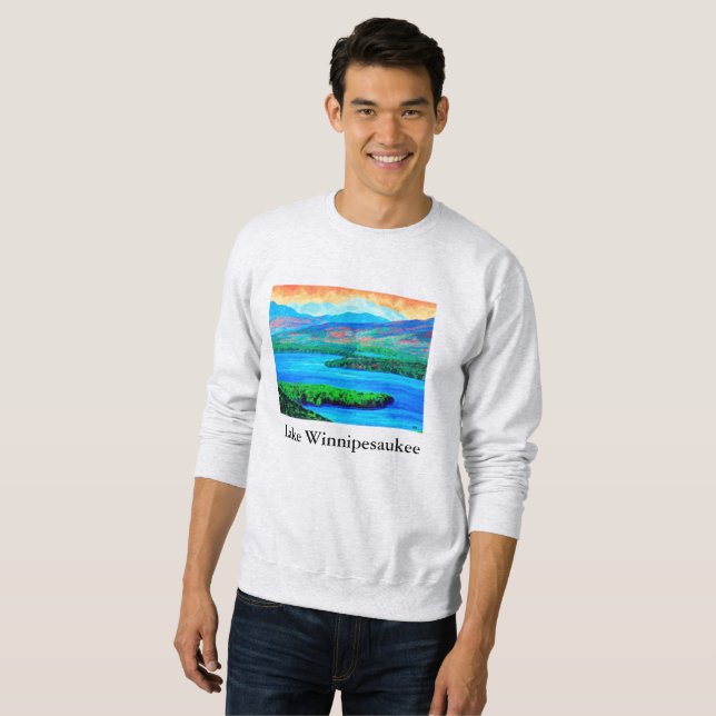 Moletom Lago Winnipesaukee Sweatshirt, pintura, arte, Sabo (Frente Completa)