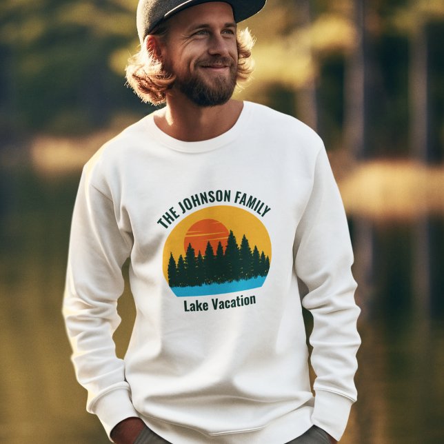 Moletom Lake Vacation Sunset Personalized Family Reunion (Criador carregado)