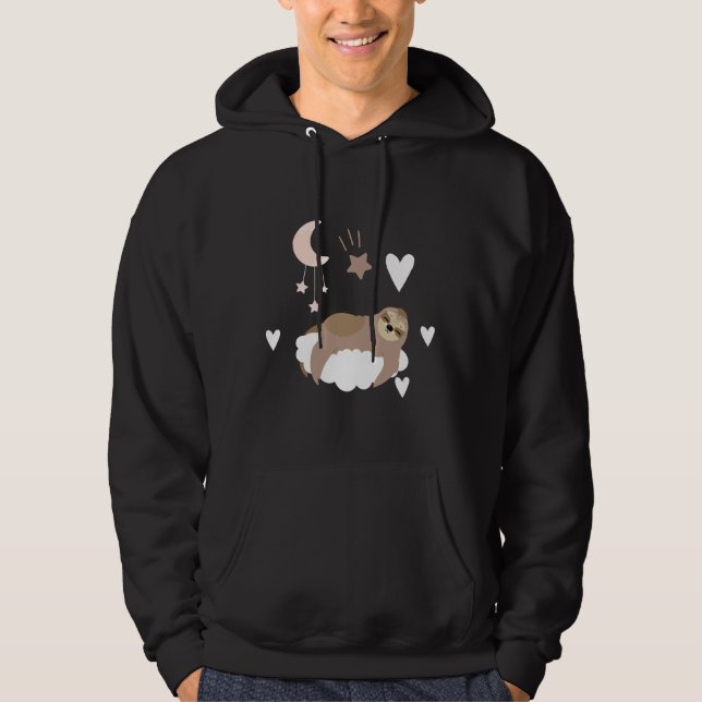 Moletom Lama Engraçada Dormindo Em Nuvens Lúteos Bons Anim (Frente)