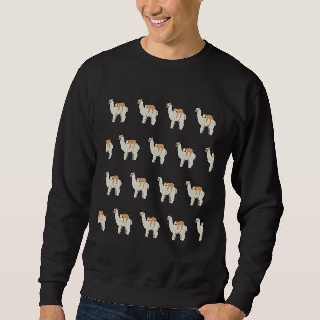 Moletom Lama Engraçada Dormindo No Padrão De Llama Tri B (Frente)