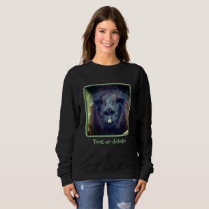 Moletom Lama Preto Intenso Virado Para Cima Personalizado