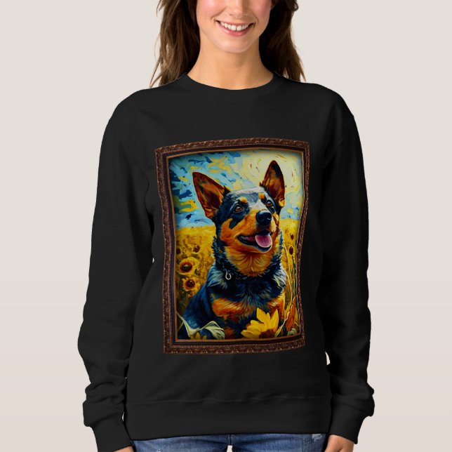 Moletom Lancashire Heeler Painting Sunflower Flower Mom Wo (Frente)