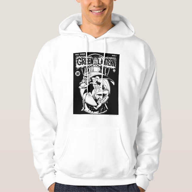 Moletom Lantera Verde com capa na luta, Preto e Branco (Frente)