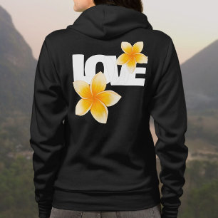 Moletom Laos Amor Flor de Frangipani Branca sobre Preto