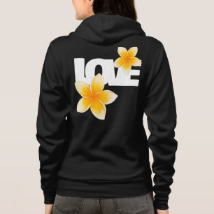 Moletom Laos Amor Flor de Frangipani Branca sobre Preto