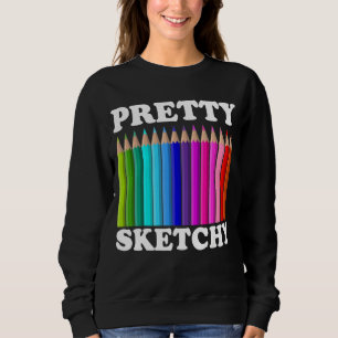 Moletom Lápis de Cores bonito com Cor Descoloração Artista