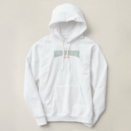 Moletom Laranja + Azul-menta Brilho Falso Varsity DAMA DE