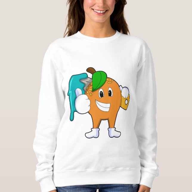 Moletom Laranja como Pincel com Pincel de Tinta (Frente)