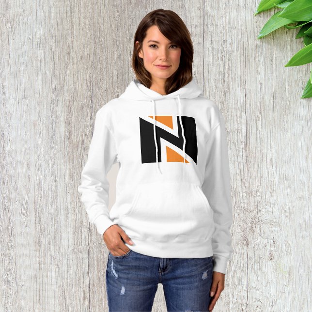Moletom Laranja E Preto - Letra N Mulher Hoodie (Criador carregado)
