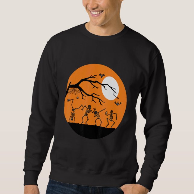 Moletom Laranja Halloween Relacionado Com Esqueletos Dança (Frente)