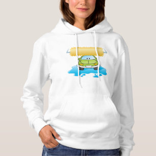 Moletom Lavagem de Carro de Desenho Animado Verde Feliz Ca