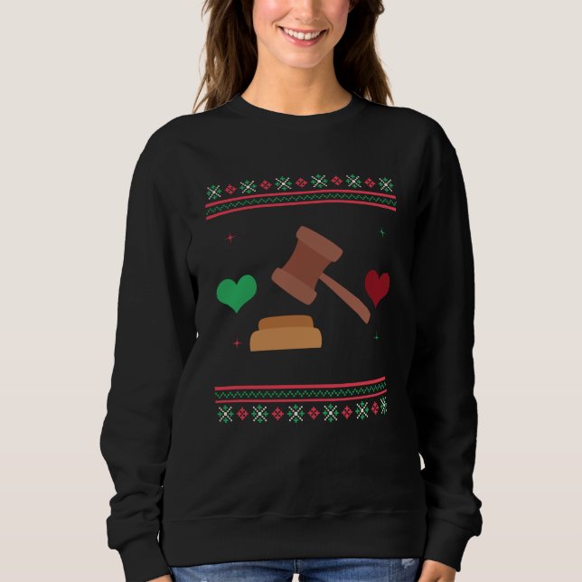 Moletom Lawyer Ugly Christmas Sweater Judge Attorney (Frente)