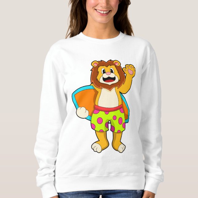 Moletom Leão como Surfer com Surfboard (Frente)