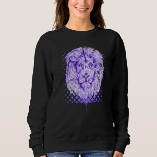Moletom Leão de Leão legal Retro de Meia-Tonalidade Roxo R