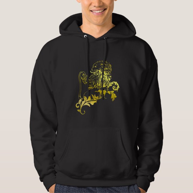 Moletom Leão Dourado heráldico - os Hoodies de MyBlazon (Frente)