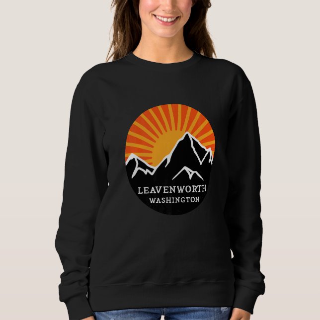 Moletom Leavenworth Washington Retro Sunset Mounains Vint (Frente)