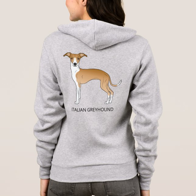 Moletom Lebre e Branco Galgo Italiano Com Texto Personaliz (Verso)