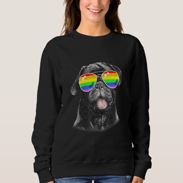 Moletom Legal Black Pug Dog Orgulho gay Flag Óculos Solare (Frente)