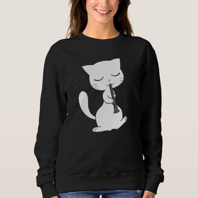 Moletom Legal Gato A Tocar O Hipster Clarinet Hippy (Frente)
