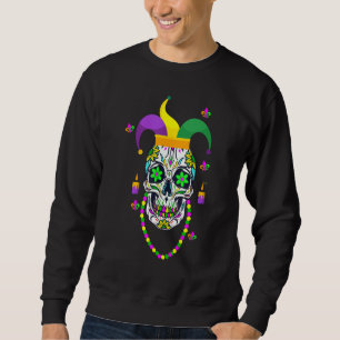 Moletom Legal Mardi Gras Skull Jester Hat Miçangas mascara