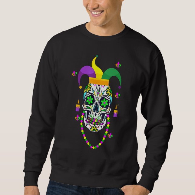 Moletom Legal Mardi Gras Skull Jester Hat Miçangas mascara (Frente)