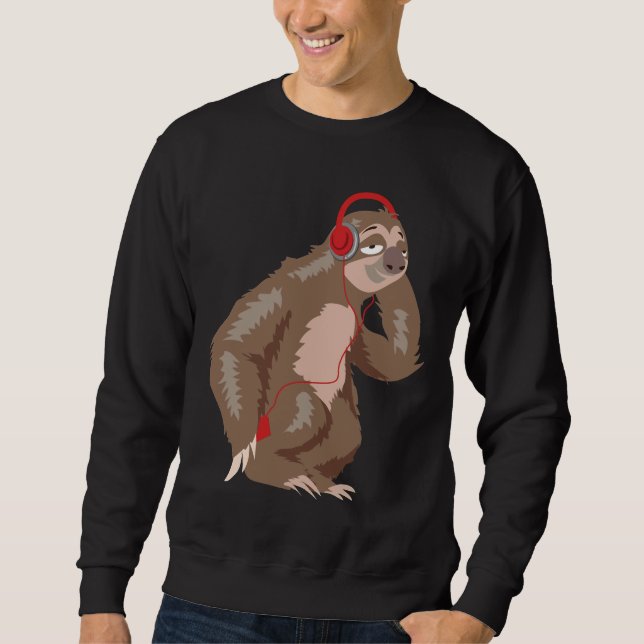 Moletom Legal Sloth Music Fones de ouvido Engraçados Fones (Frente)