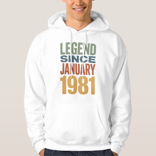 Moletom Legend Since January 1981 Retro Birthday Classic (Frente)