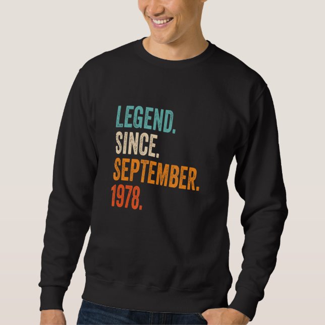 Moletom Legenda desde setembro de 1978 44 Aniversário (Frente)