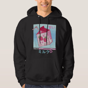 Moletom Leite de Morango Japonês Kawaii Kanji Vaporwave Ot